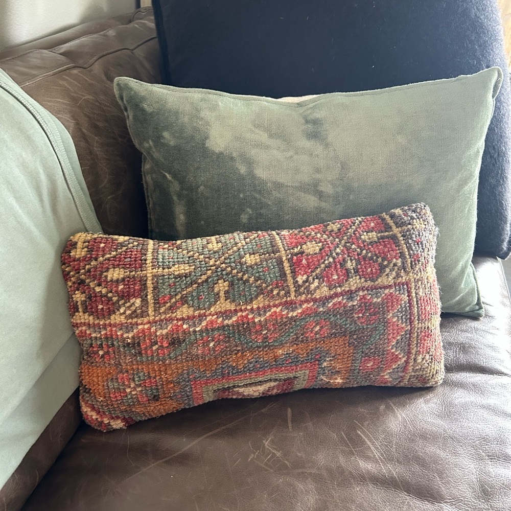 Vintage Accent Pillow made from Turkish Rug